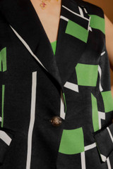 Black/Green Single-Breasted Vest