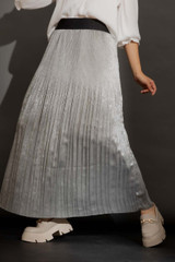 Silver Metallic Pleat Skirt