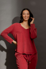 Burgundy Washed Long Sleeve Top