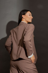 Mocha Textured Summer Sisca Blazer