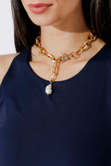 Gold Baroque Pearl Necklace