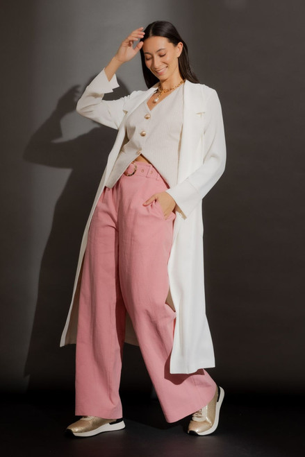 Pink Sandwashed Linen Cleo Pant