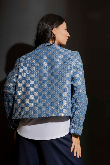 Mid Blue Denim Sequin Jacket