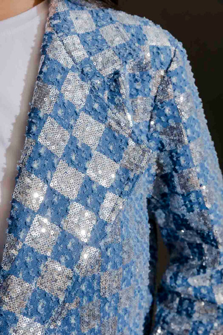 Mid Blue Denim Sequin Jacket