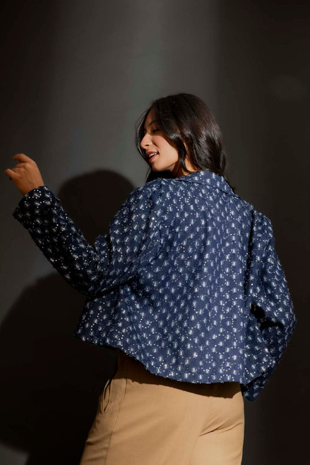 Dark Denim Sequin Jacket