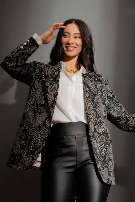 Black Paisley Oversized Blazer