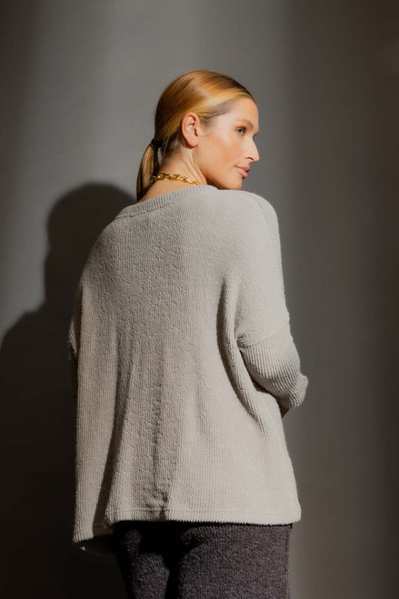Silver Luxe Rib Crew Jumper