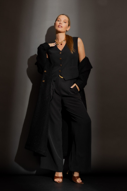 Black Pinstripe Tailored Vest