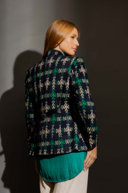 Navy/Green Back Belted Sisca Blazer