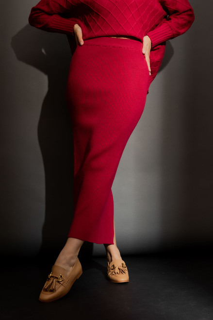 Berry Backsplit Rib Skirt
