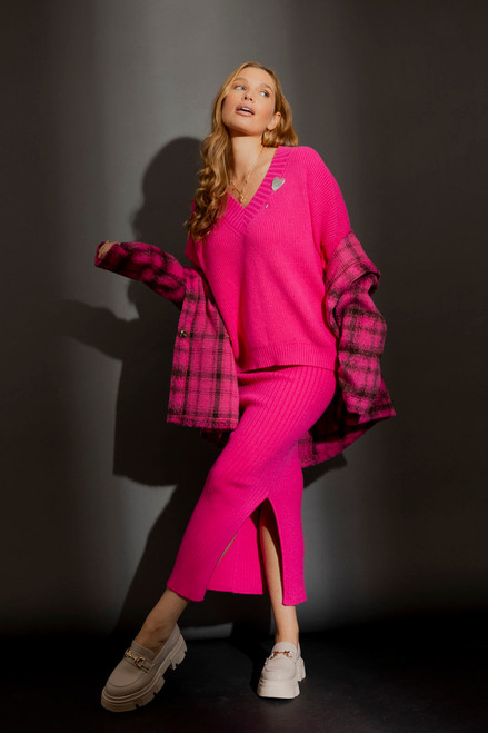 Pink Check Hooded Coat