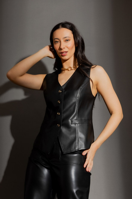 Black Faux Leather Vest