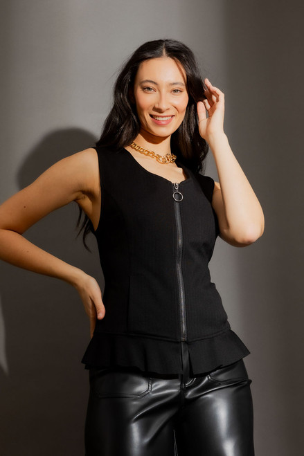 Black Ponte Frill Vest