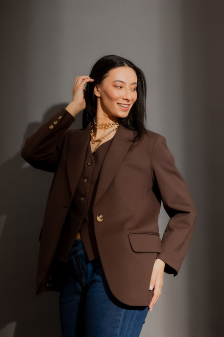 Mocha Ponte Oversized Blazer