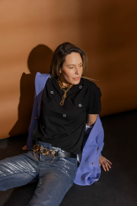 Black Diamante Charm Tee