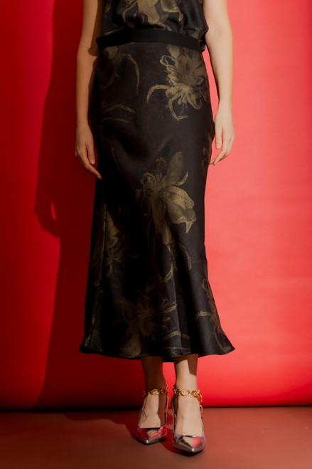 Black/Gold Metallic Bias Skirt- FINAL SALE