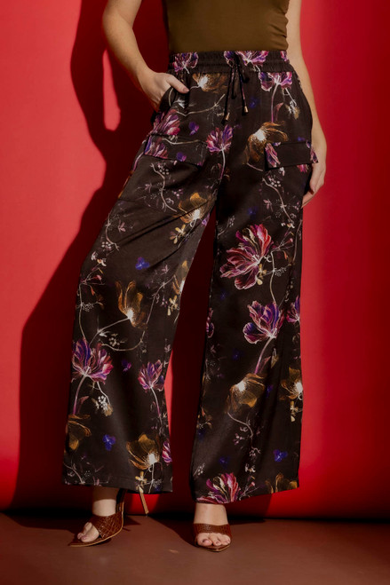 Chocolate Floral Cargo Pants
