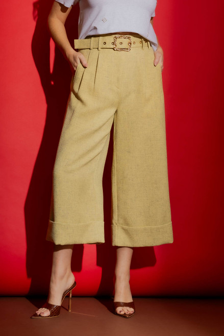 Lemon Tweed Cleo Cuff Pant- FINAL SALE