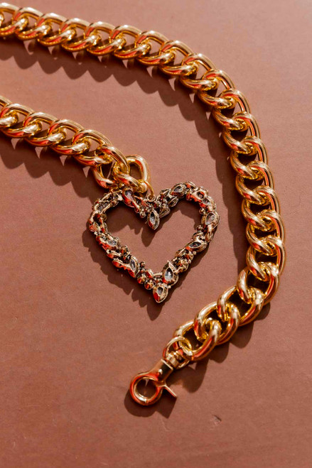 Gold Rhinestone Heart Necklace