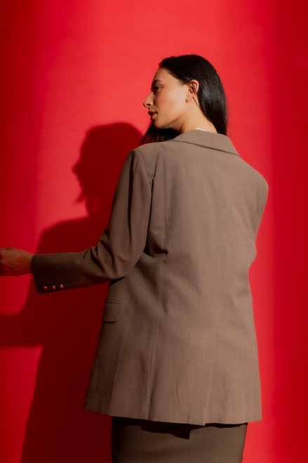 Khaki Sandwashed Linen Oversized Blazer – FINAL SALE