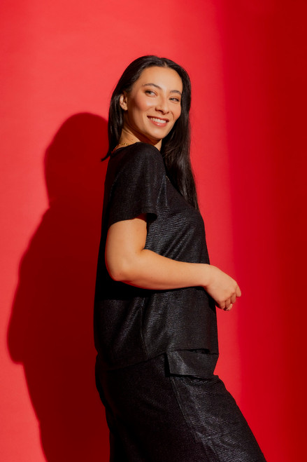 Black Sparkle Crew Tee