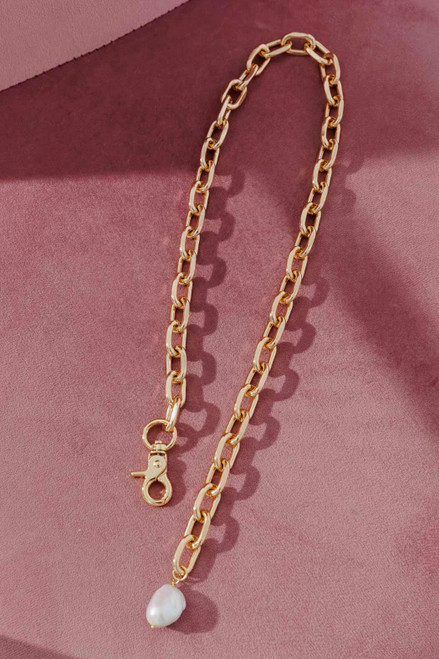 Gold Baroque Long Pearl Necklace