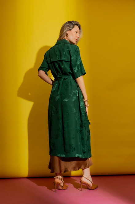Green Slip Dress And Trench Set