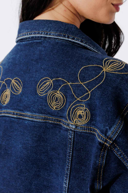 Dark Denim Embroidered Jacket