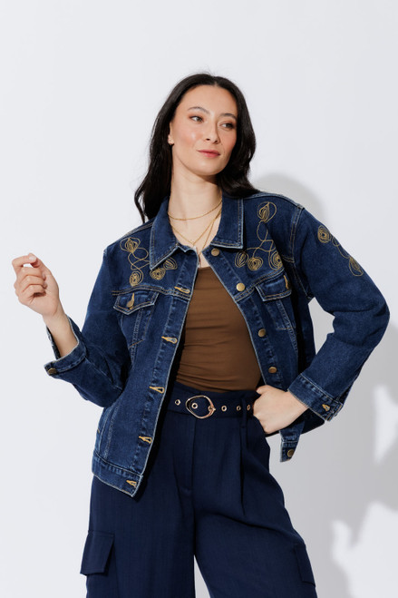 Dark Denim Embroidered Jacket