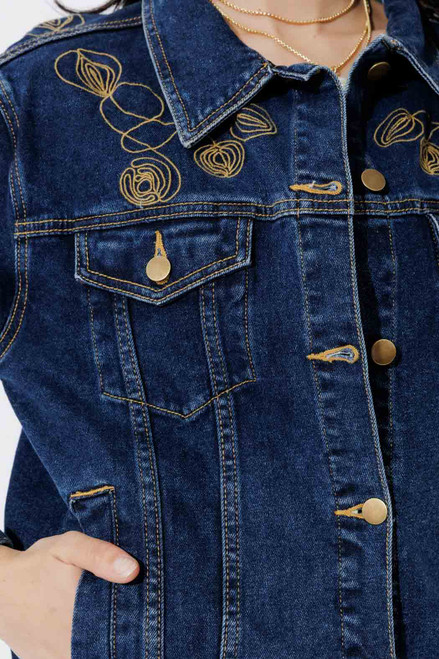 Dark Denim Embroidered Jacket