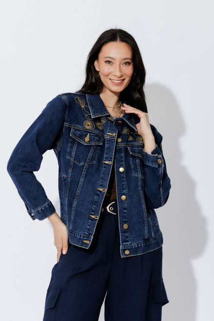 Dark Denim Embroidered Jacket