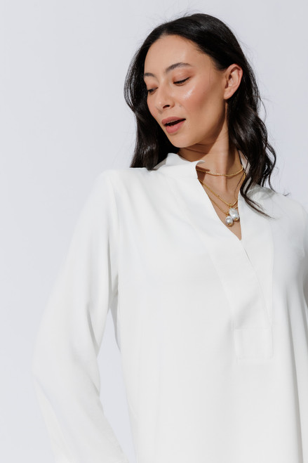 Winter White Luxury Longline Milan Blogger Shirt