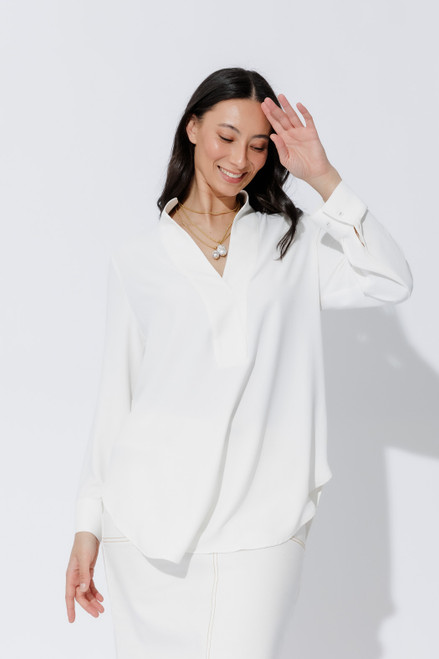 Winter White Luxury Longline Milan Blogger Shirt