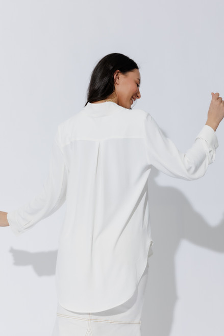 Winter White Luxury Longline Milan Blogger Shirt