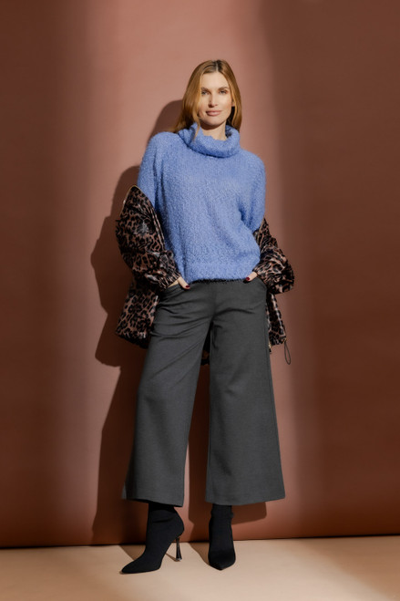 Cornflower Fluffy Roll Neck Jumper