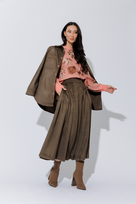 Khaki Suede Skirt