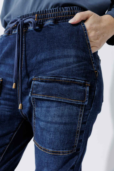 Dark Denim Pull-On Cargo Jean