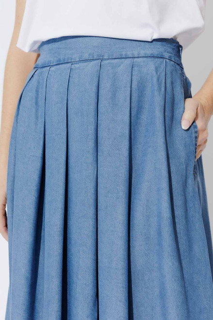 Mid Denim Tencel Pleat Skirt Mid Denim Tencel Pleat Skirt