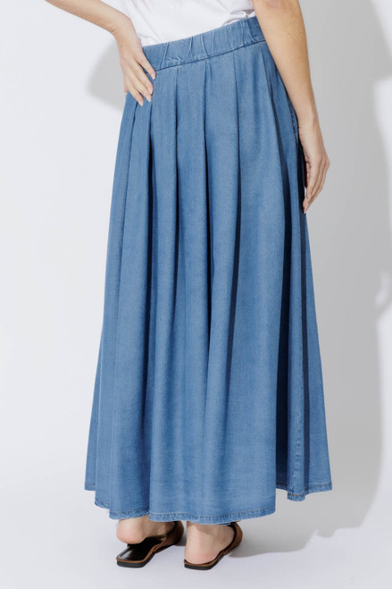 Mid Denim Tencel Pleat Skirt Mid Denim Tencel Pleat Skirt