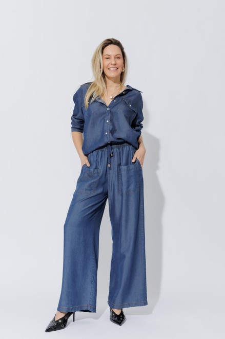 Dark Denim Tencel Cargo Pant