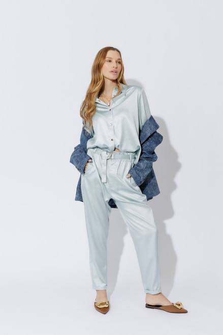 Pale Blue Tuck Sleeve Shirt