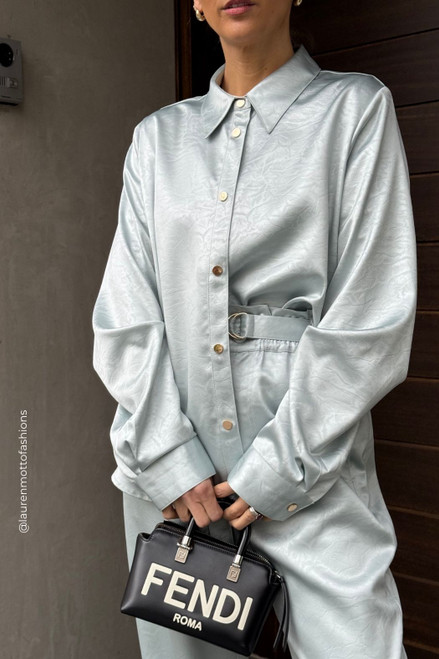 Pale Blue Tuck Sleeve Shirt