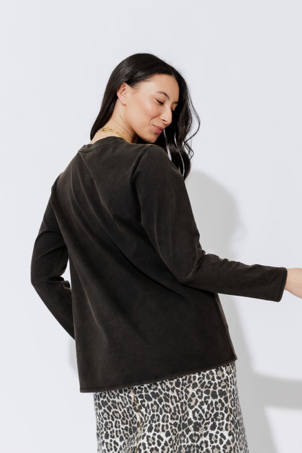 Charcoal Washed Cotton Band T-shirt Charcoal Washed Cotton Band T-shirt