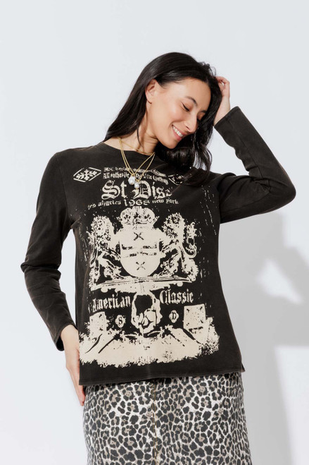 Charcoal Washed Cotton Band T-shirt Charcoal Washed Cotton Band T-shirt