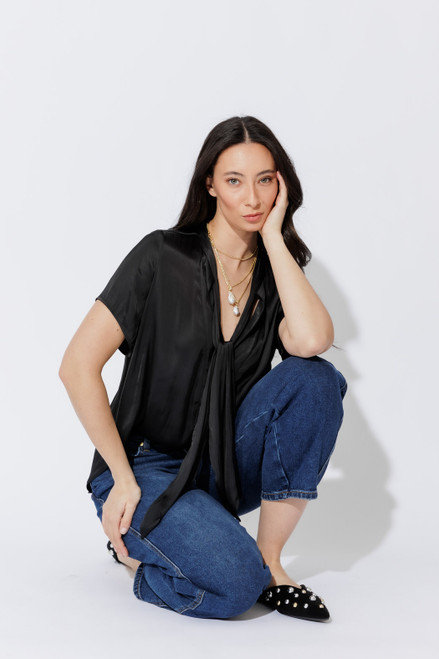 Black Silky Tie Blogger Shirt