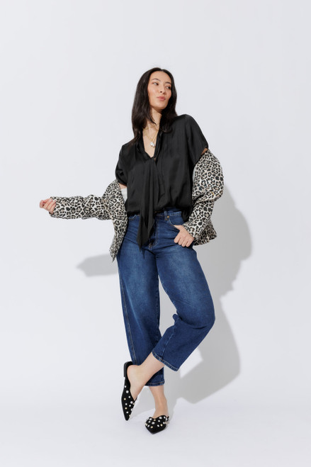 Black Silky Tie Blogger Shirt