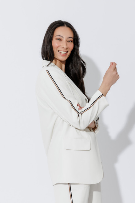 Ivory Stripe Boyfriend Blazer