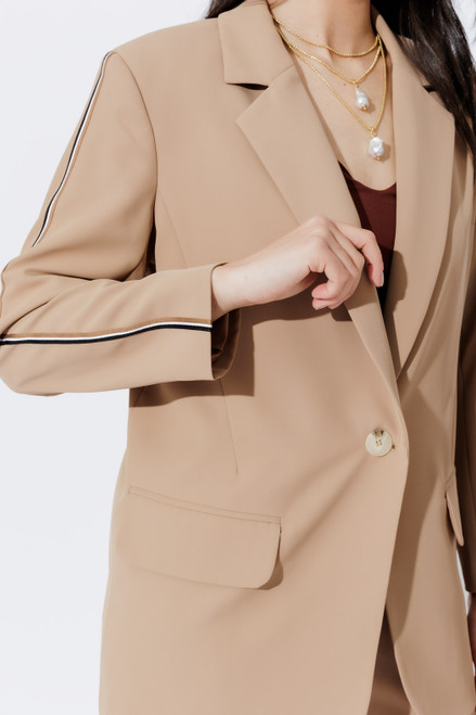 Caramel Stripe Boyfriend Blazer