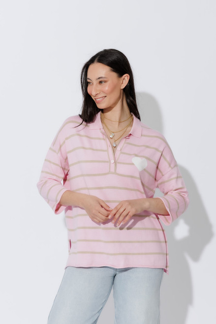 Pink Stripe Polo Top Pink Stripe Polo Top