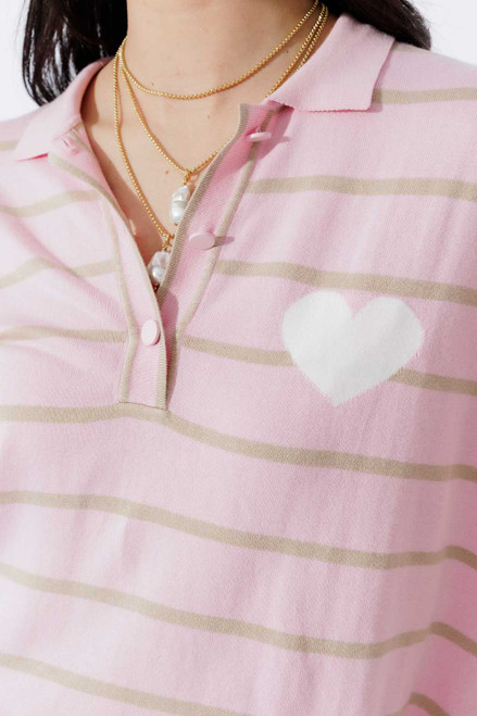 Pink Stripe Polo Top Pink Stripe Polo Top